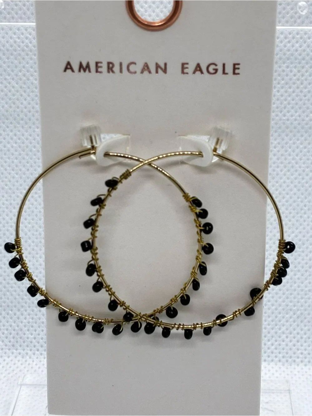 3For$20 American Eagle Outfitters Gold Hoop Earrings with Black Accent